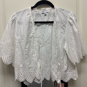 Lucy Paris White Eyelet Tie-Front Blouse